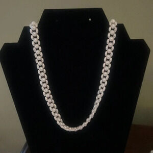 Vintage White single strand beaded necklace 28”